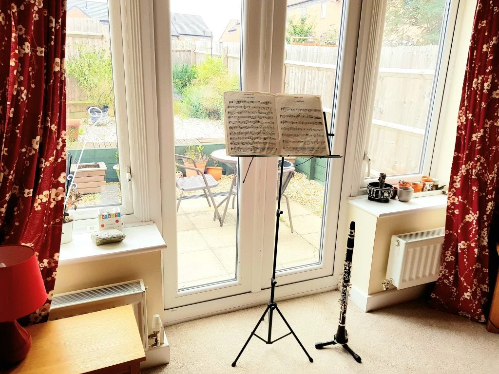 Music stand and clarinet
